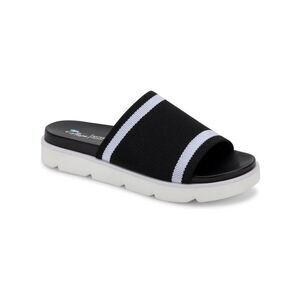 AQUA COLLEGE Womens Black Katalina Round Toe Slide Sandals Shoes 7.5 M